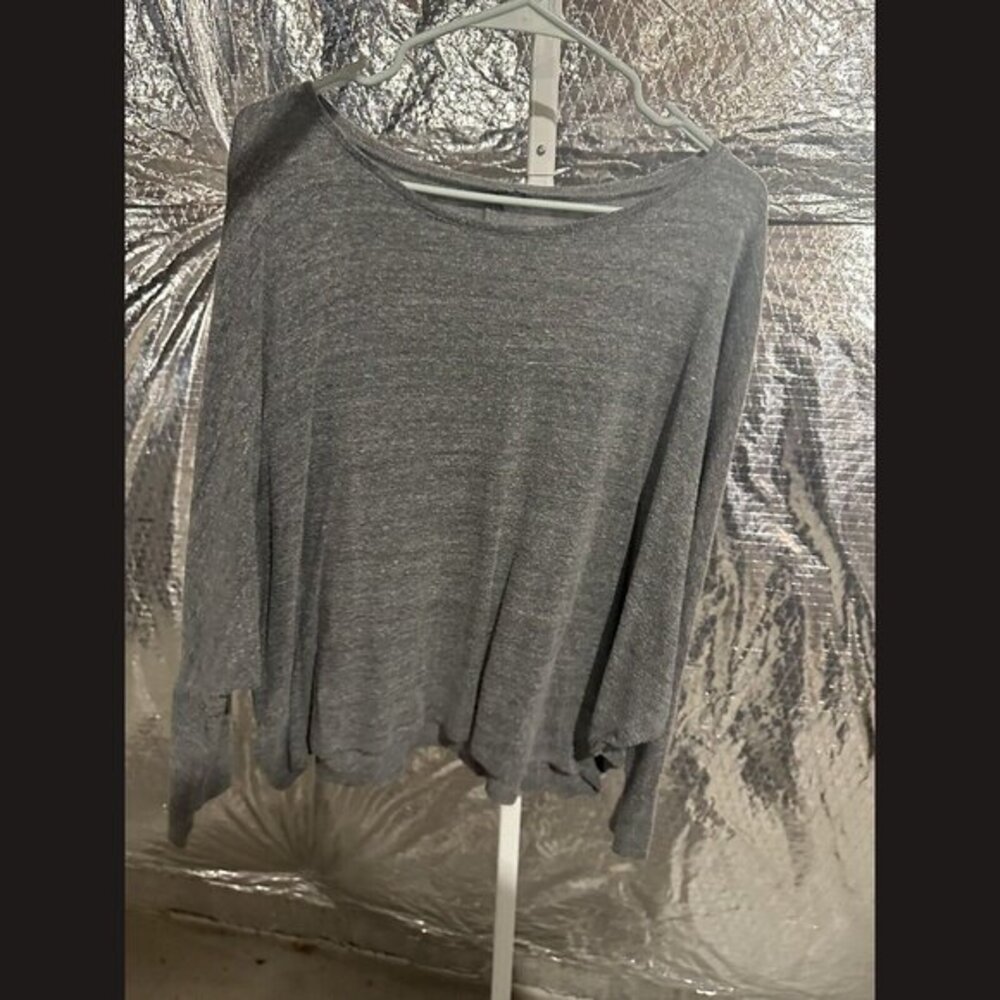 Womens Grey Long Sleeve Oversized Dolman Top Casual Lounge